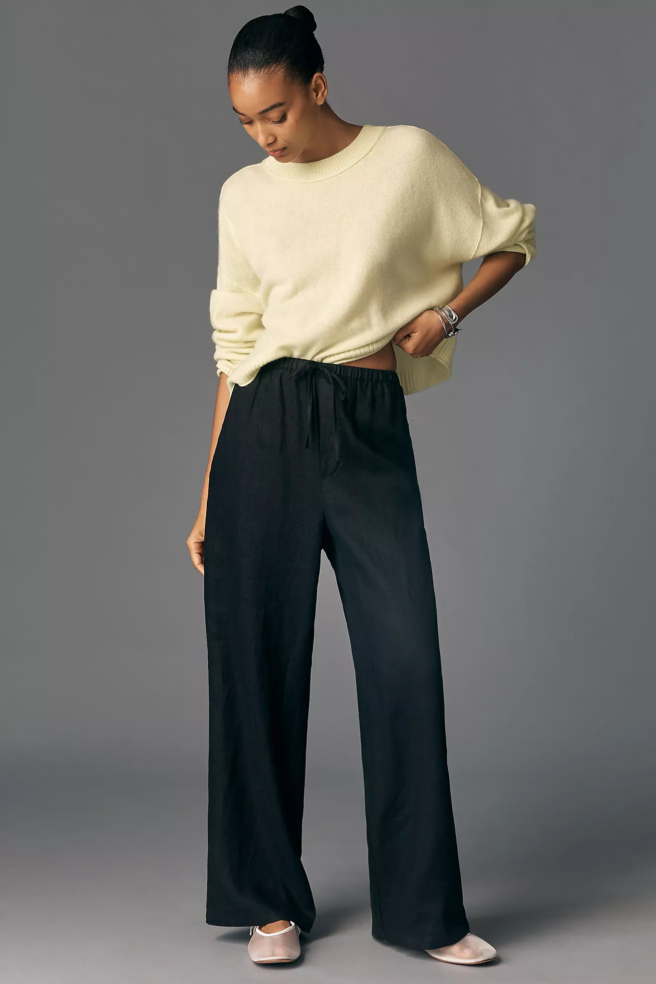 Maeve Linen Tie-Front Pull-On Pants | Anthropologie (US)