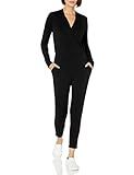 Daily Ritual Women's Supersoft Terry Standard-Fit V-Neck Long-Sleeve Wrap Jumpsuit, Black, X-Large | Amazon (US)