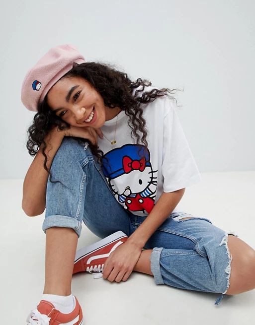 Hello Kitty x ASOS Snapback Beret With Embroidery Detail | ASOS UK