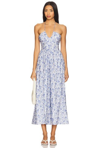 MINKPINK Evelyn Halter Midi Dress in Blue Floral from Revolve.com | Revolve Clothing (Global)