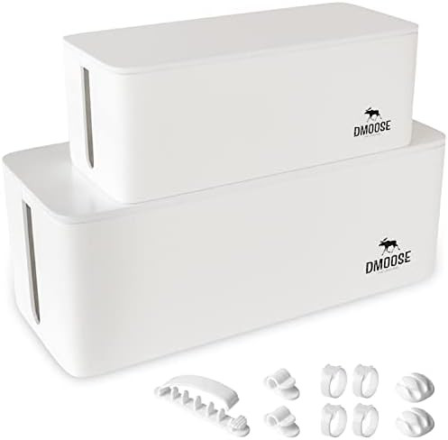 DMoose Cable Management Box - 2 Pack Medium & Large Cord Organizer for Desk & Floor - Cable Organ... | Amazon (US)