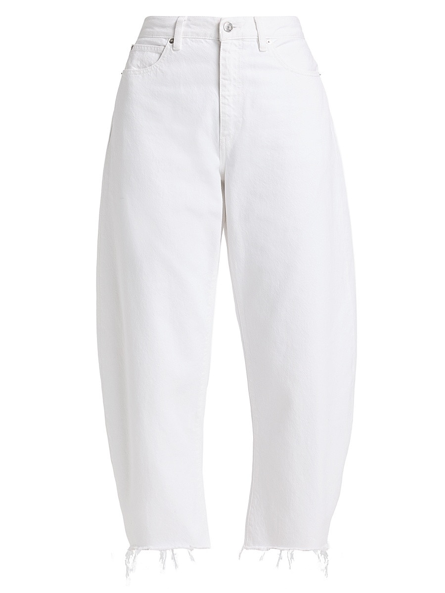 Women's The Bubble High-Rise Barrel Crop Jeans - White New Fray - Size 30 | Saks Fifth Avenue