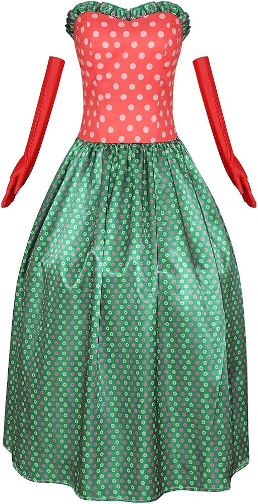 Martha May Whovier Costume Women Christmas Dress Polka Dot Fancy Dress with Gloves Halloween Outf... | Amazon (US)