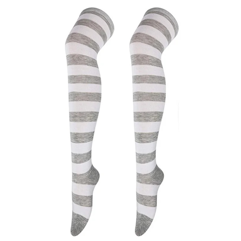 Lichda Women Striped knee-high Socks Crew Socks Striped knee-high socks, long socks,Grey,One Size | Walmart (US)