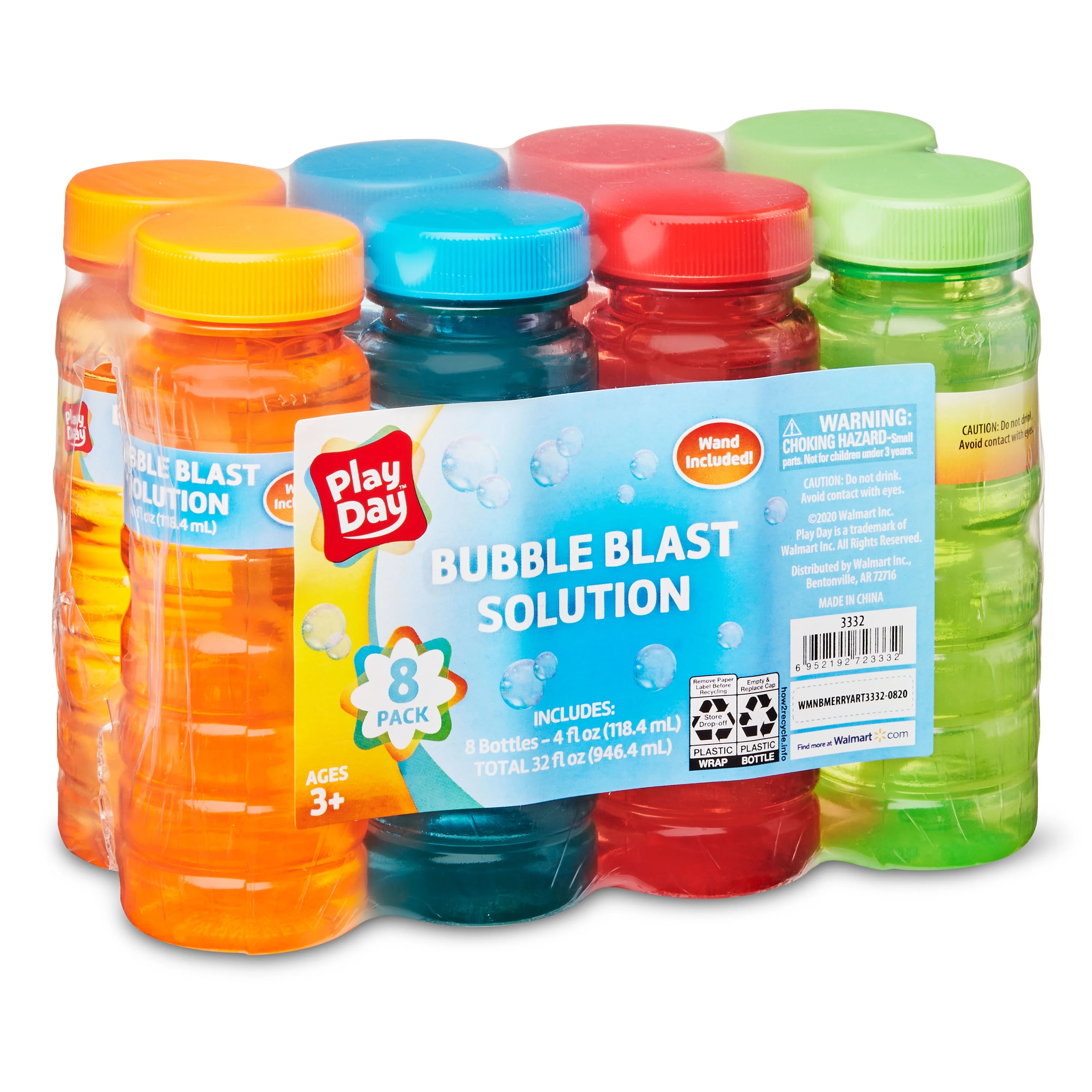 Playday 8pk 4oz Bubbles, 8 Pack, 4 Colors, Pink, Red, Orange, Green - Walmart.com | Walmart (US)