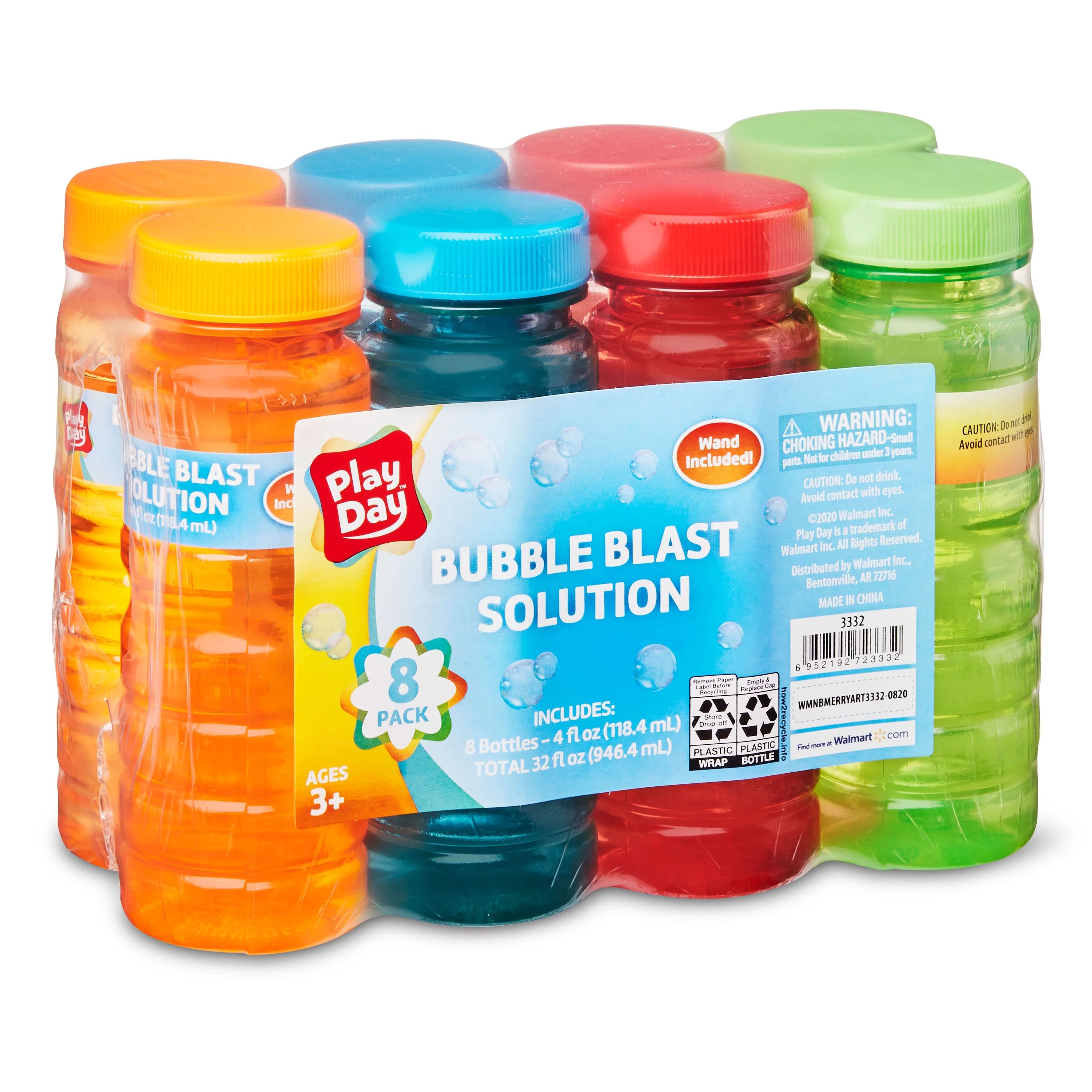 Playday 8pk 4oz Bubbles, 8 Pack, 4 Colors, Pink, Red, Orange, Green | Walmart (US)