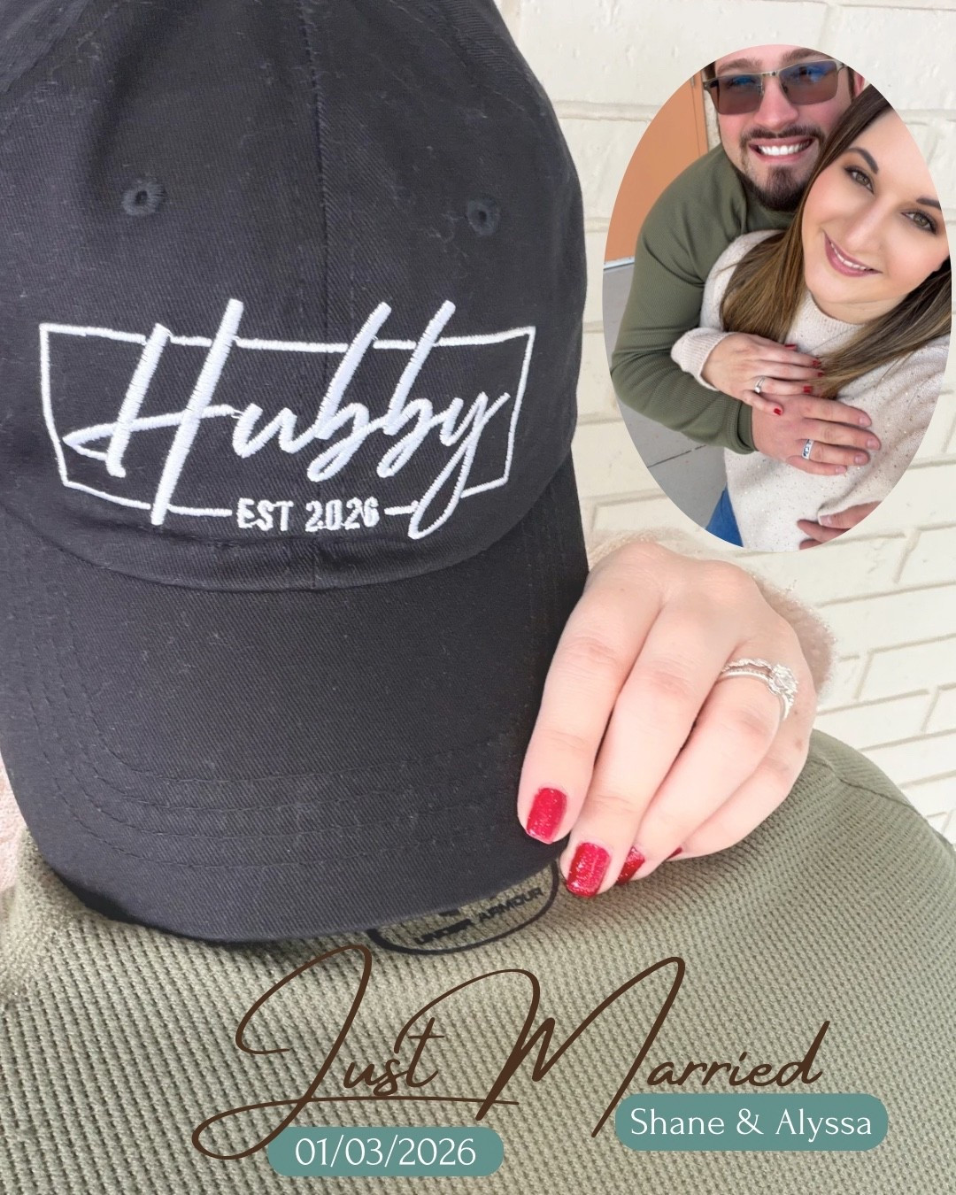 SURPRISE: I got MARRIED today!  New Year, New Last Name and starting 2026 off with a Bang!

Used our new matching Hubby and Wifey hats for some cute announcement photos for getting eloped today. 



#LTKstorytime #LTKWedding #LTKdayinmylife