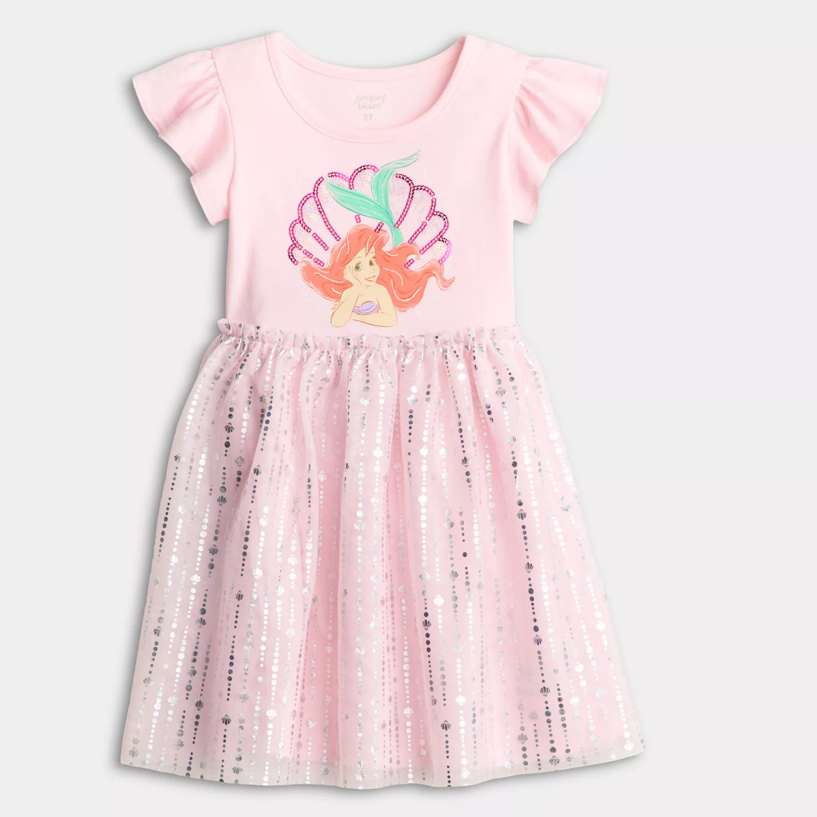 Baby & Toddler Girl Jumping Beans® Disney's Little Mermaid Ariel Ruffle Sleeve Tutu Dress, Toddler Girl's, Size: 3T, White Ariel Pink | Kohl's
