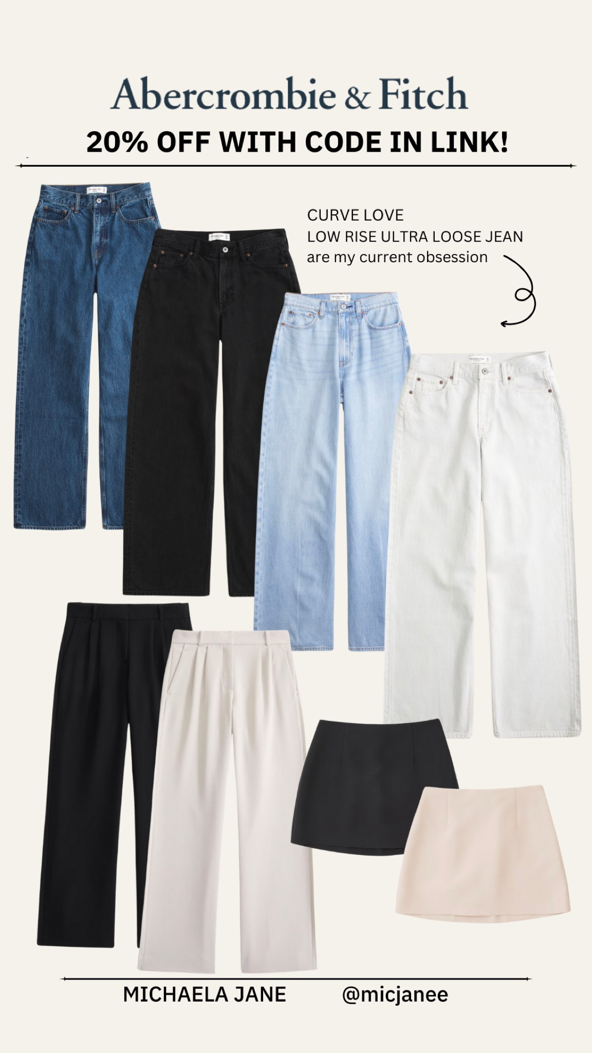 I wear a 26 in all abercrombie denim ! Everything fits very TTS 
CODE: AFLTK 

#LTKSeasonal #LTKFallSale