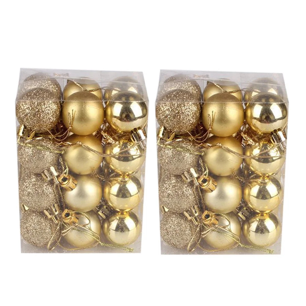 VerPetridure 48 Christmas Tree ornament Balls Gold 48PC 30mm Christmas Xmas Tree Ball Bauble Hang... | Walmart (US)