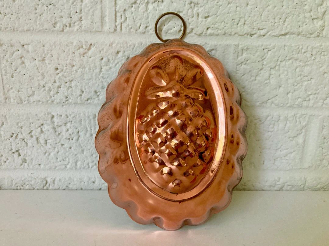 Vintage Copper Baking Tin or Gelatin Mold Pineapple Design Metal Wall Art Farmhouse Kitchen Jell-... | Etsy (US)
