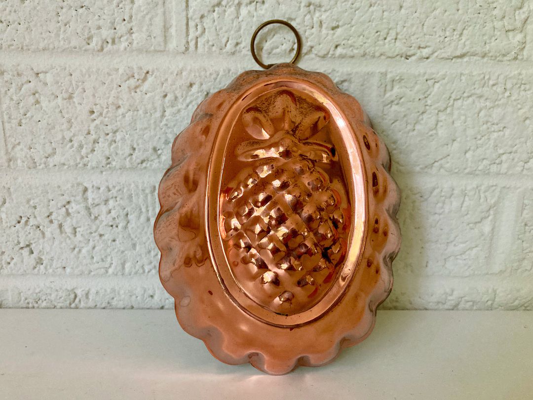 Vintage Copper Baking Tin or Gelatin Mold Pineapple Design Metal Wall Art Farmhouse Kitchen Jell-... | Etsy (US)