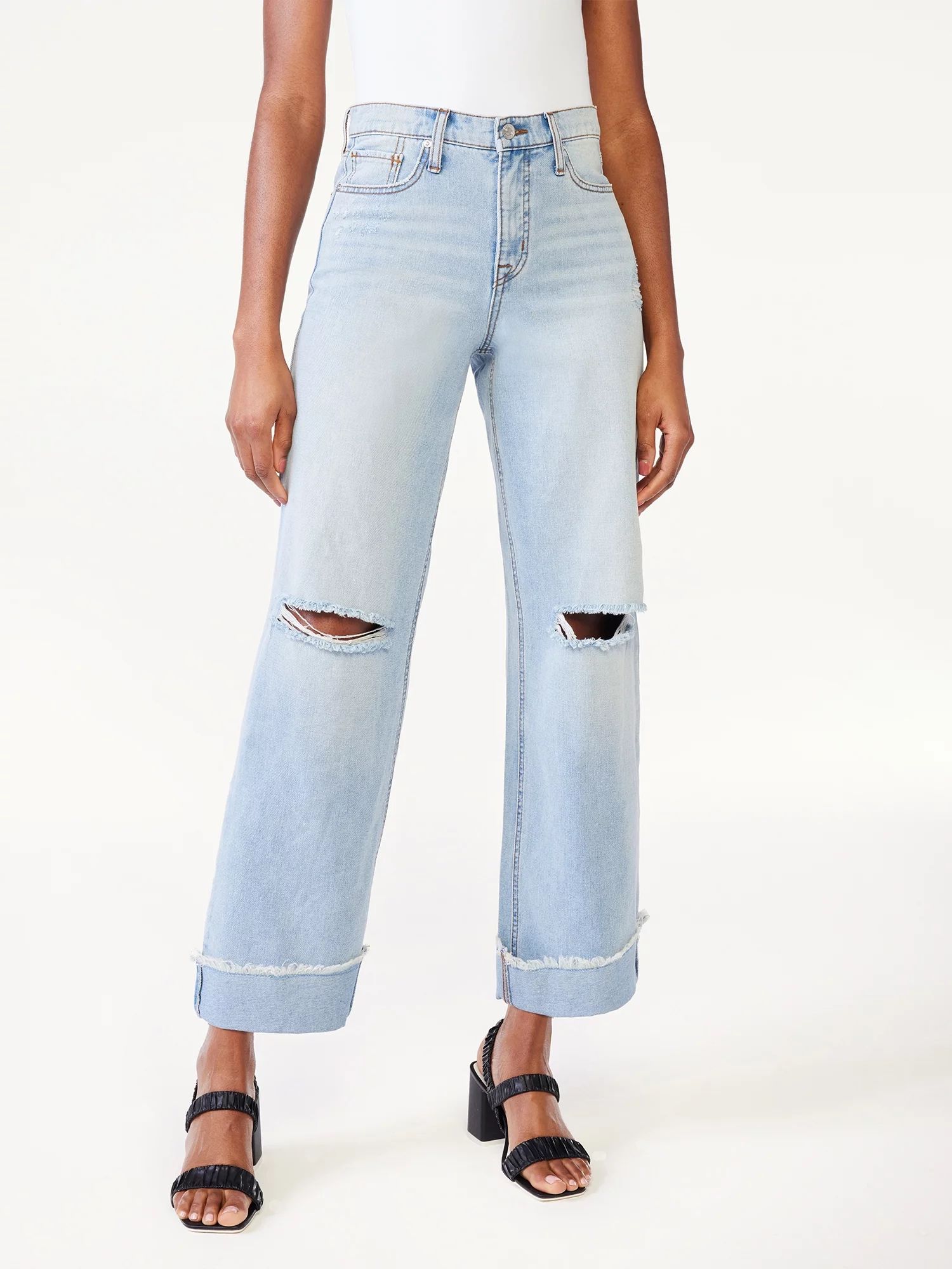 Scoop Women's Marietta Wide Leg Cropped Jeans | Walmart (US)
