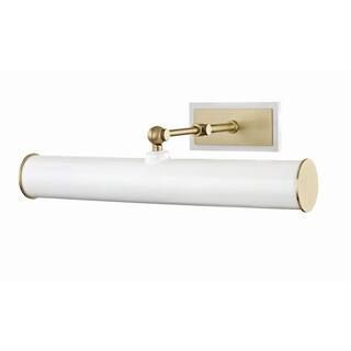 Holly 2-Light Aged Brass/White Picture Light | The Home Depot