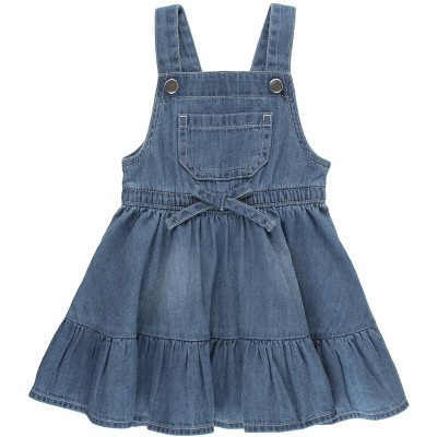 RuffleButts Toddler Overall Jumper Dress - Light Wash Denim, Size: 3T | Target