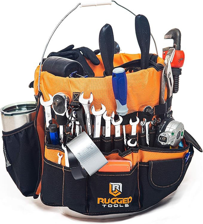 Rugged Tools Bucket Tool Organizer - 64 Pocket Bucket Caddy for 5 Gallon Buckets - Liner Insert f... | Amazon (US)