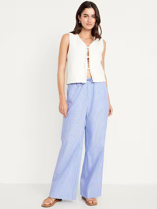 High-Waisted Poplin Super Wide-Leg Pants | Old Navy (US)