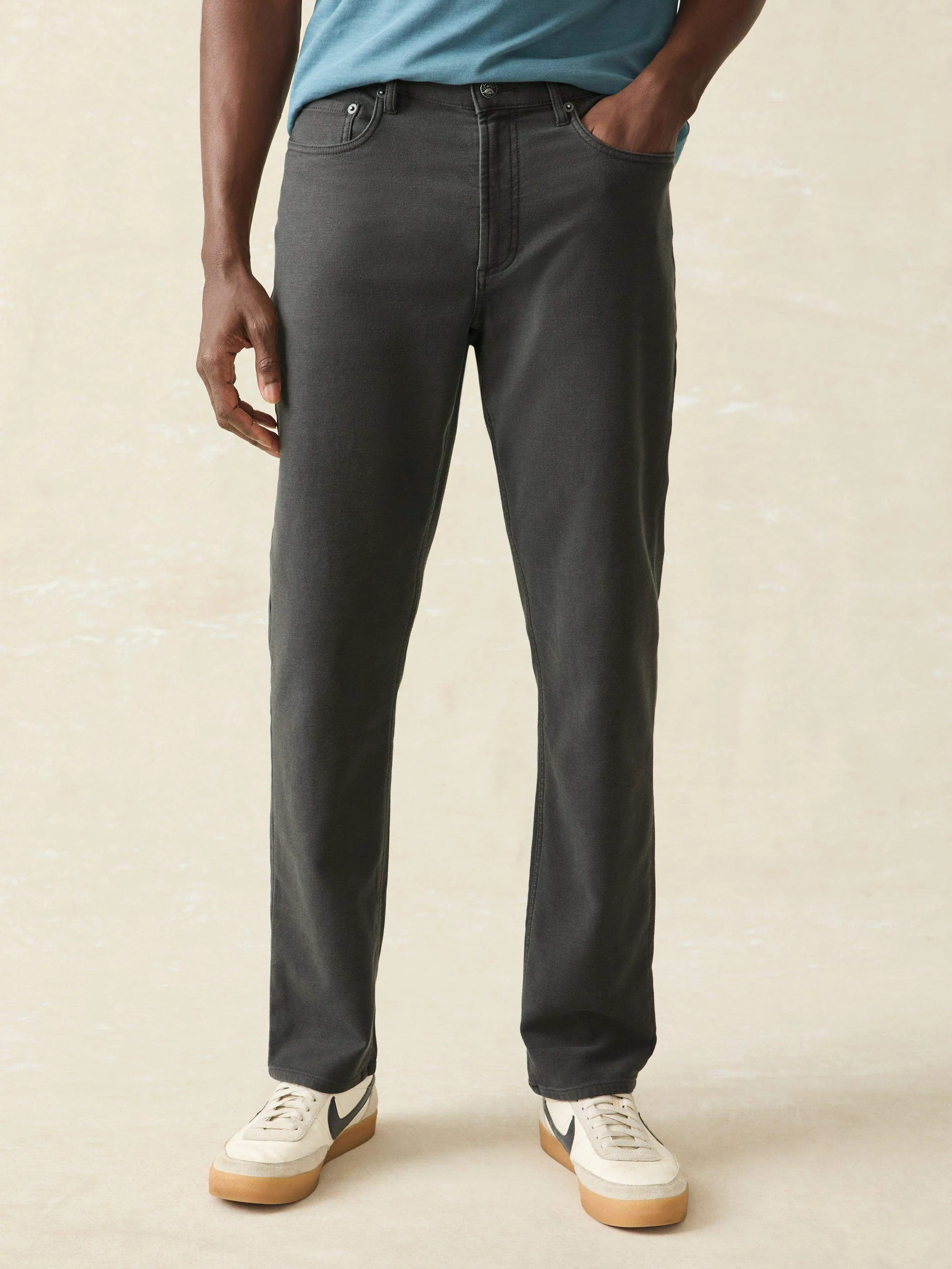 Stretch Terry 5-Pocket Athletic Fit Pant - Onyx Black | Faherty