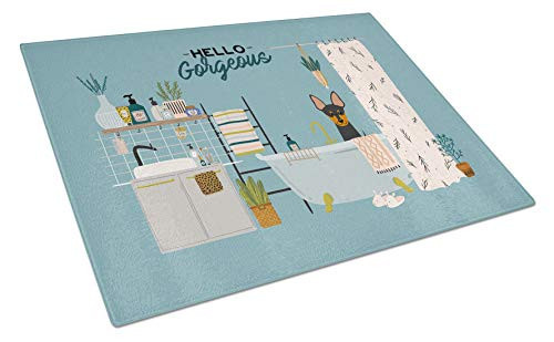 Caroline's Treasures CK7531LCB English Toy Terrier in Bathtub Glass Cutting Board Large Decorative Tempered Glass Kitchen Cutting and Serving Board Large Size Chopping Board | Amazon (US)