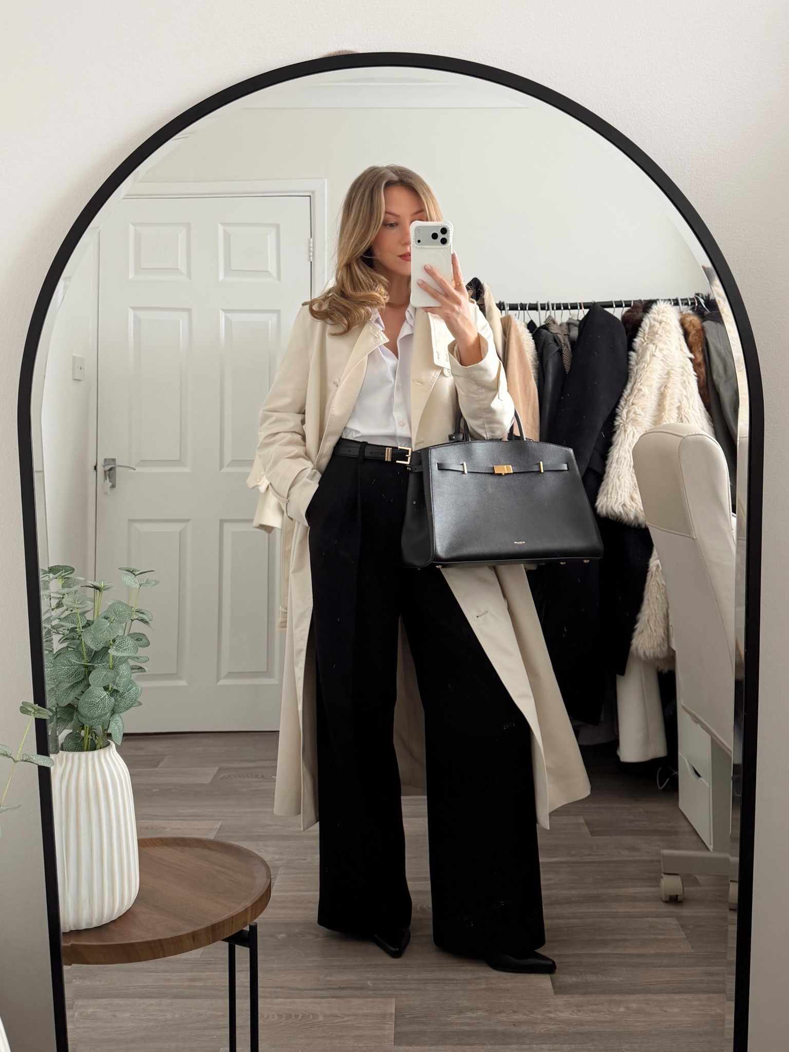 Trench coat, workwear outfit, tailored trousers, spring outfit, Zara outfit, demellier bag 

#LTKworkwear #LTKuk #LTKspring