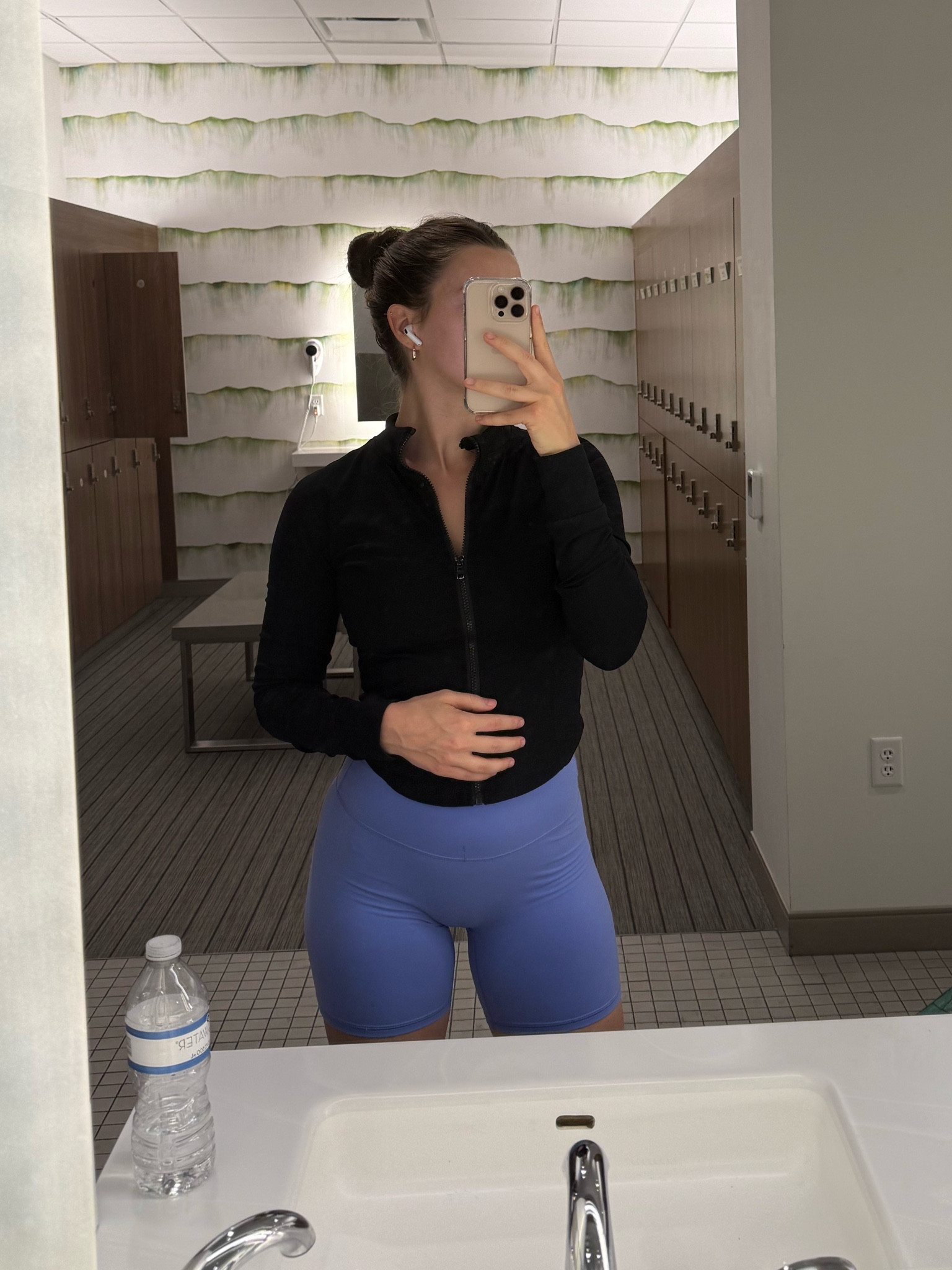 I have this exact outfit in multiple colors. Shorts in medium, jacket in small, sports bra in small. No seam in the front of the shorts which we LOVE 

#LTKActive #LTKFitness #LTKHoliday