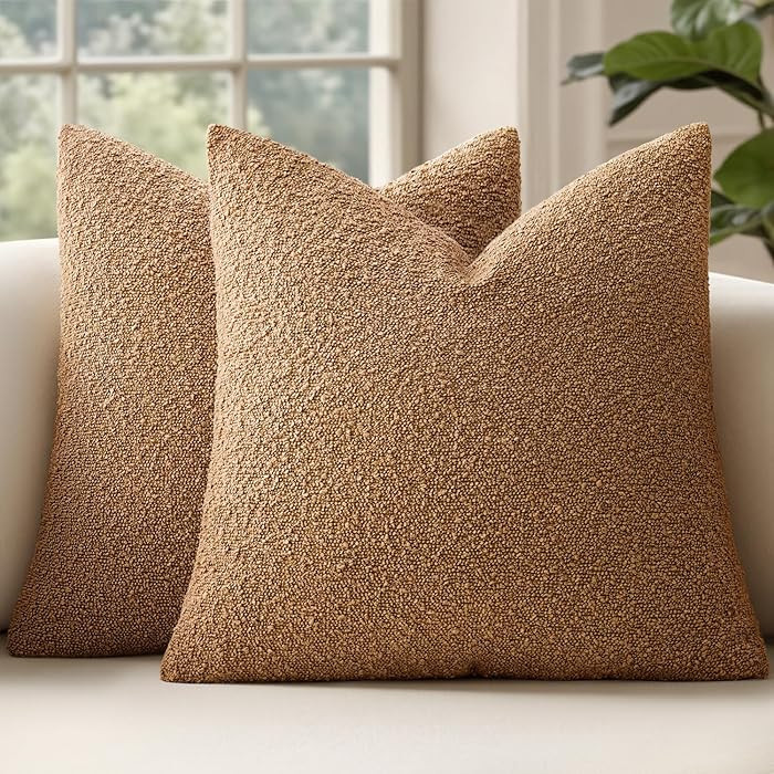 MIULEE 18x18 Inch Decorative Pillow Covers for Couch Bed Set of 2 Textured Boucle Neutral Throw P... | Amazon (US)