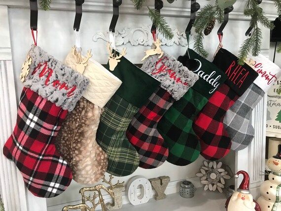 Personalized Christmas Stockings. Buffalo Plaid Stockings. | Etsy | Etsy (US)