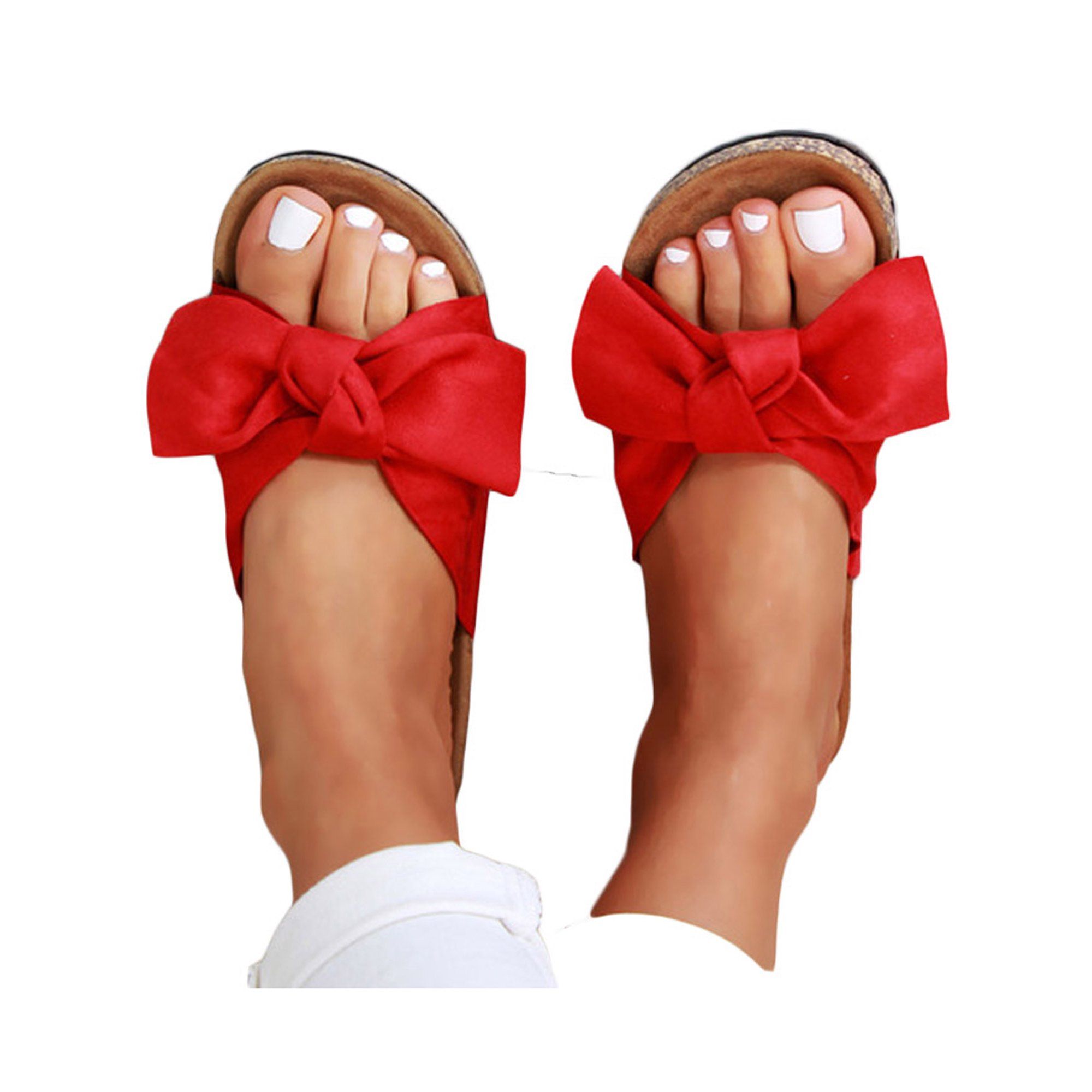 Women's Platform Bow Slip On Peep Toe Wedge Sandals | Walmart (US)