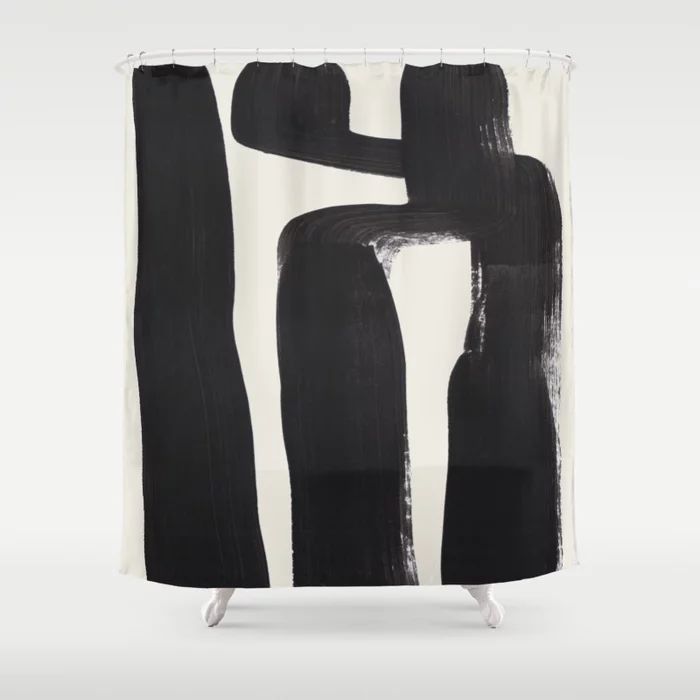 Mid Century Modern Minimalist Abstract Art Brush Strokes Black & White Ink Art Ancient Stripes Sh... | Society6