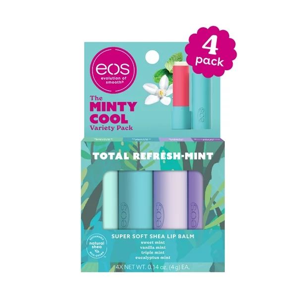 eos Minty Cool Lip Balm- Variety Mint Flavors, 0.14 oz, 4-pack | Walmart (US)