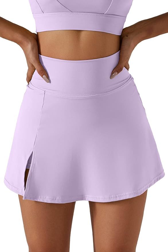 QINSEN Women's Tennis Skirts Stretch High Waisted Golf Skorts Running Sports Workout Activewear | Amazon (US)