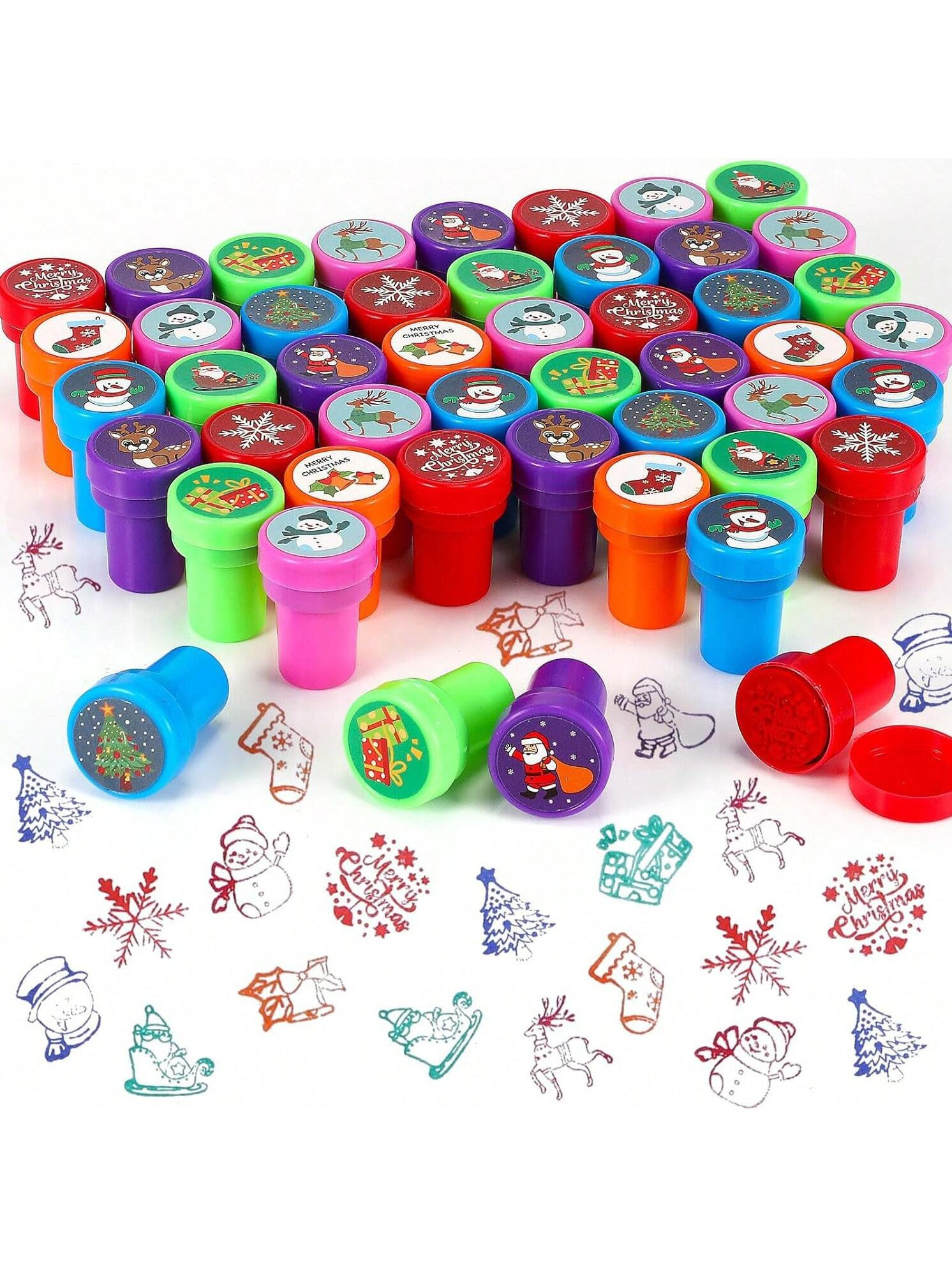 5/10pcs Christmas Stamps Bright Colored Plastic Stamps Assorted Self Ink Stampers With Random Dif... | SHEIN
