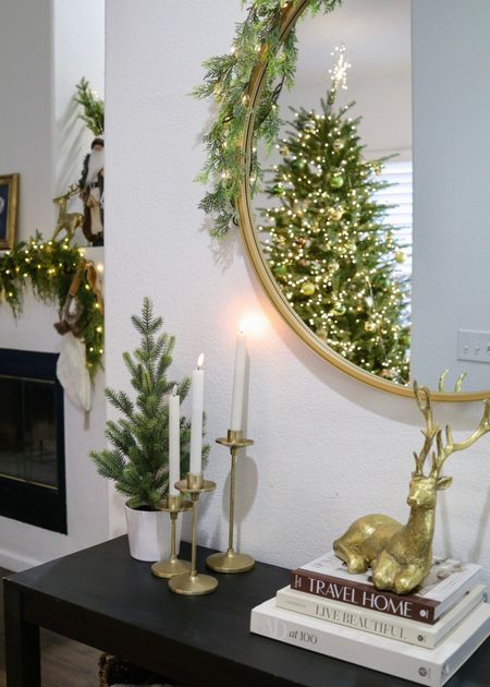 Christmas decorations for entryway console table, elegant gold entryway Holiday decor

#LTKHoliday #LTKSeasonal #LTKhome