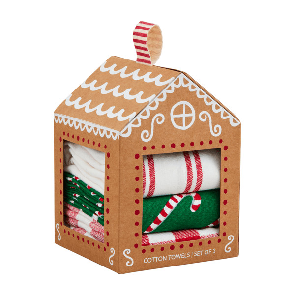 Peppermint gingerbread house towel set | Mud Pie