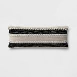 Stripe Outdoor Lumbar Decorative Pillow Black - Threshold™ | Target