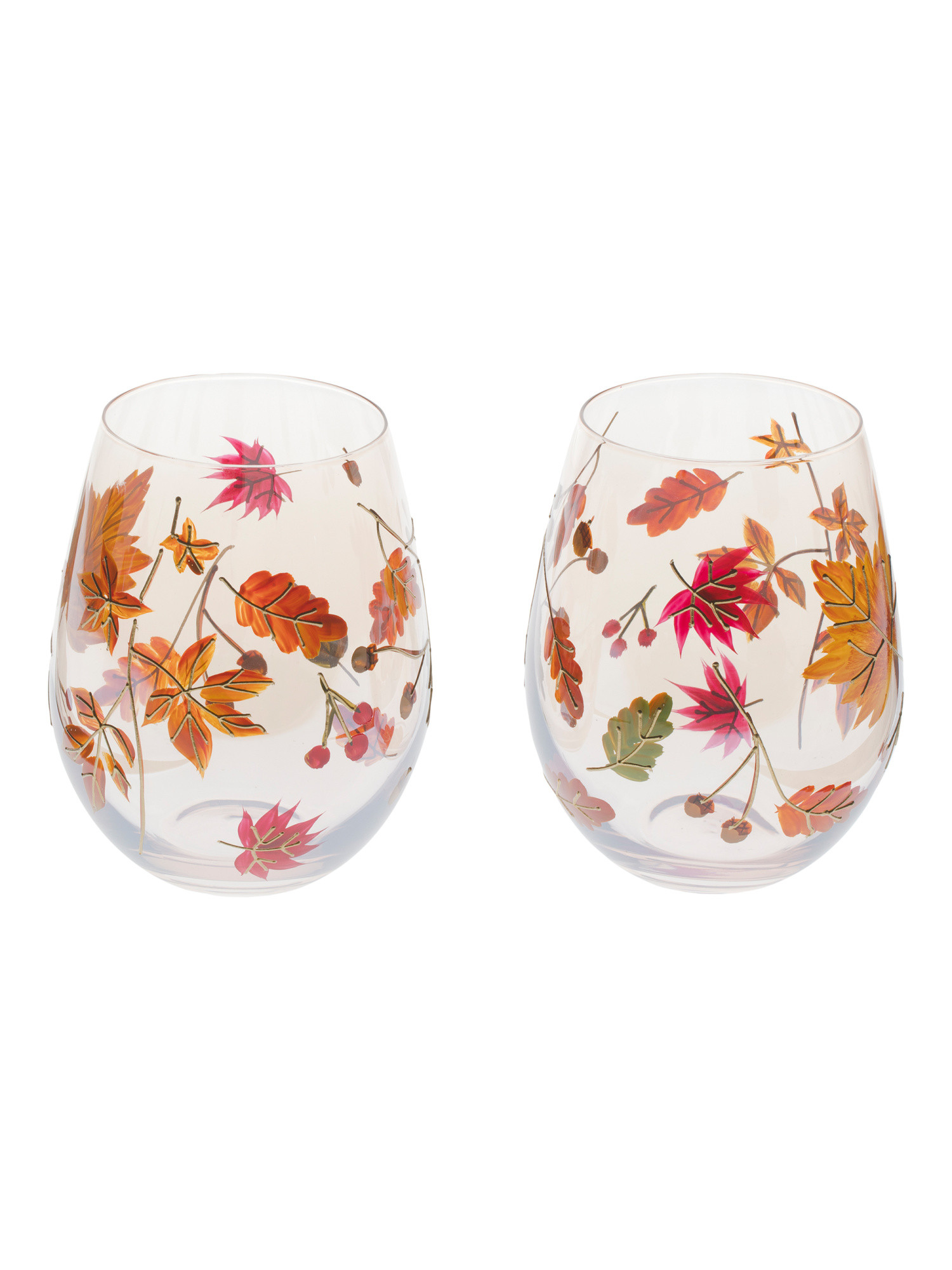 2pk Leaves Luster Stemless Glasses | Drinkware | Marshalls | Marshalls