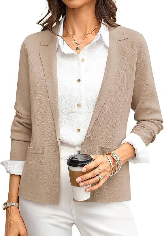GRACE KARIN Women Sweater Blazer Business Casual 2026 Knit Suit Jackets Long Sleeve Lightweight C... | Amazon (US)