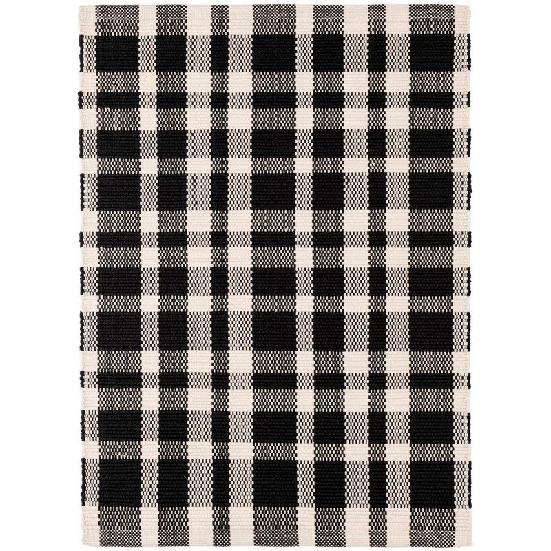 Tattersall Handmade Flatweave Black/White Indoor/Outdoor Rug | Wayfair North America