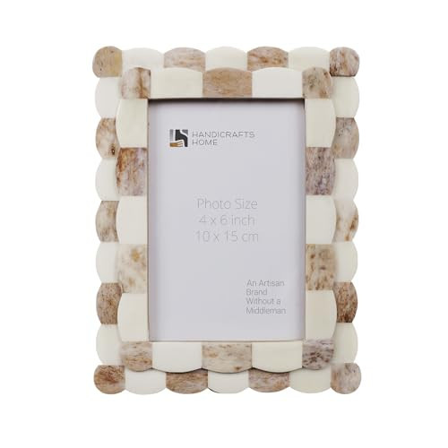 Handicrafts Home Photo Picture Frame - 4" x 6" Handmade Gift Photo Frames - Brown & white | Amazon (US)