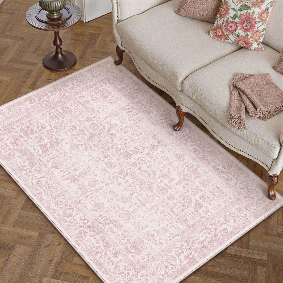 Kitty Machine Washable Vintage Area Rug With Non-Slip Backing | Wayfair North America