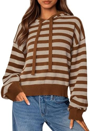 PRETTYGARDEN Hoodies for Women Fall Fashion 2025 Striped Pullover Sweaters Casual Long Sleeve Top... | Amazon (US)
