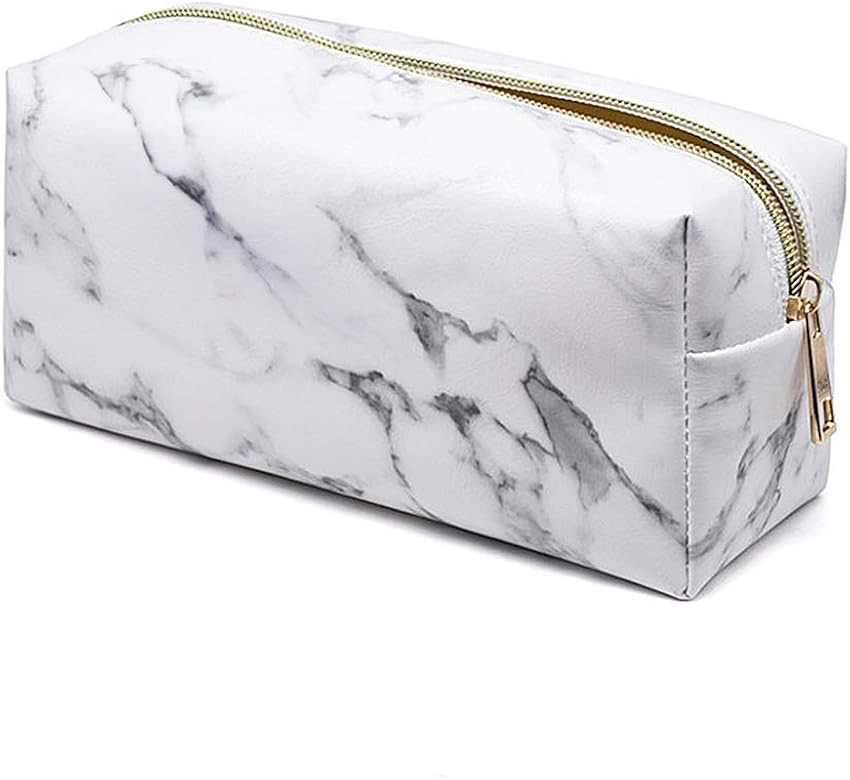 Marble Makeup Bag Travel Storage Cosmetic Bag Small Portable Pouch with Gold Zipper Makeup Bag fo... | Amazon (US)
