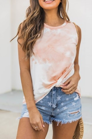 Free Spirit Twisted Tie Dye Tank Peach | The Pink Lily Boutique
