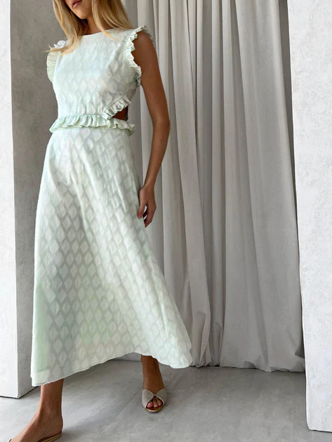 Louisa Frill Cut Away Dress | Pale Mint | Vita Grace