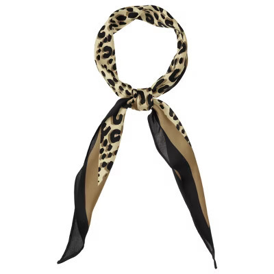 Allegra K Women's Animal Print Leopard Rhombus Neck Scarves Neckerchief Earthy Yellow 114x35cm/44.88x13.78"(L*W) | Target