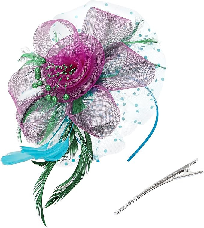 Century Star Kentucky Derby Hats Fascinator for Women Tea Party Hats Flower Mesh Ribbons Feathers... | Amazon (US)
