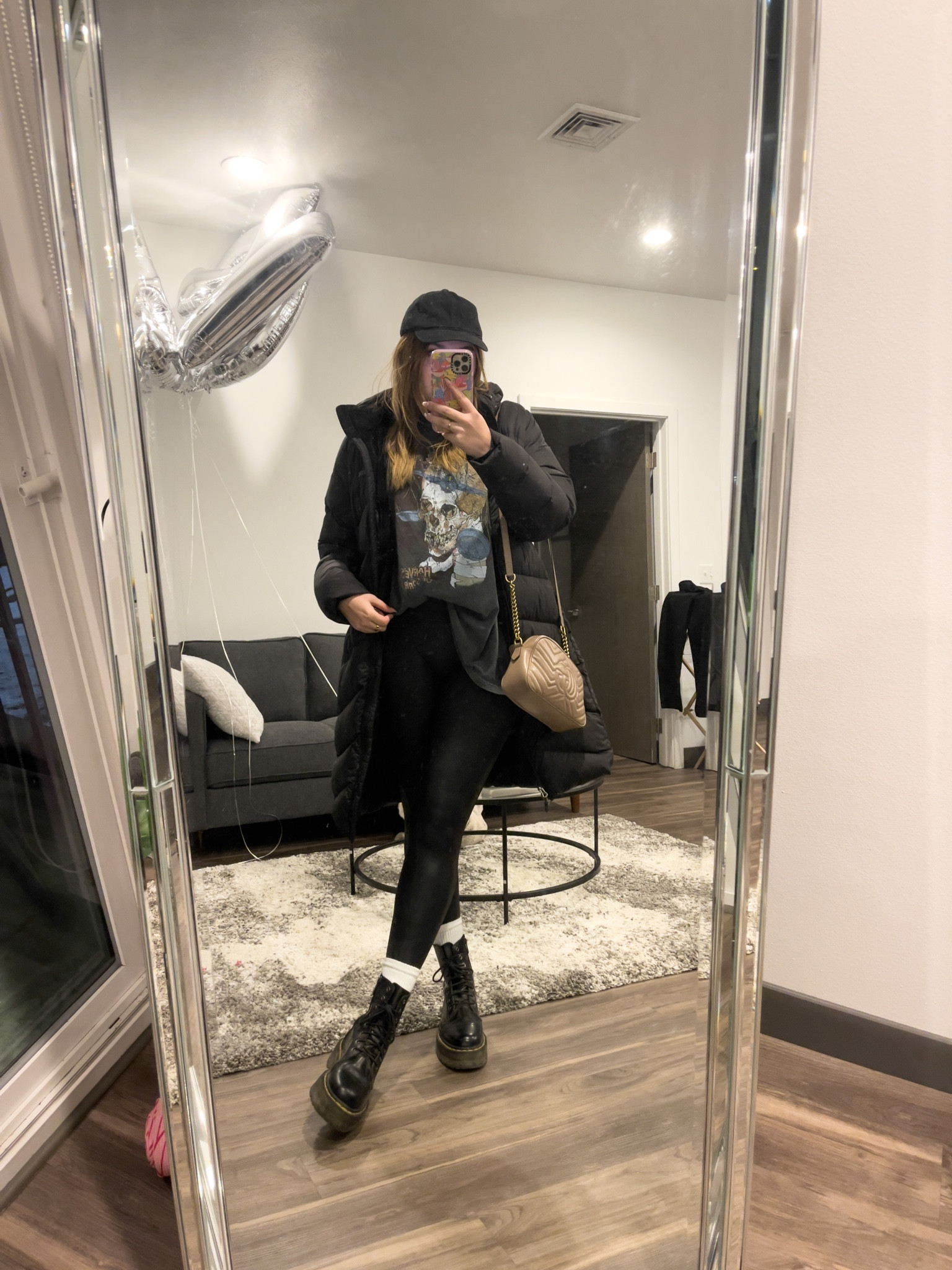 Ultra casual outfit of the day featuring spanx leather leggings and snow appropriate accessories! 

I’m wearing a L coat, a L/XL tee, size M leggings and size 9 boots

#LTKstyletip #LTKSeasonal #LTKunder100