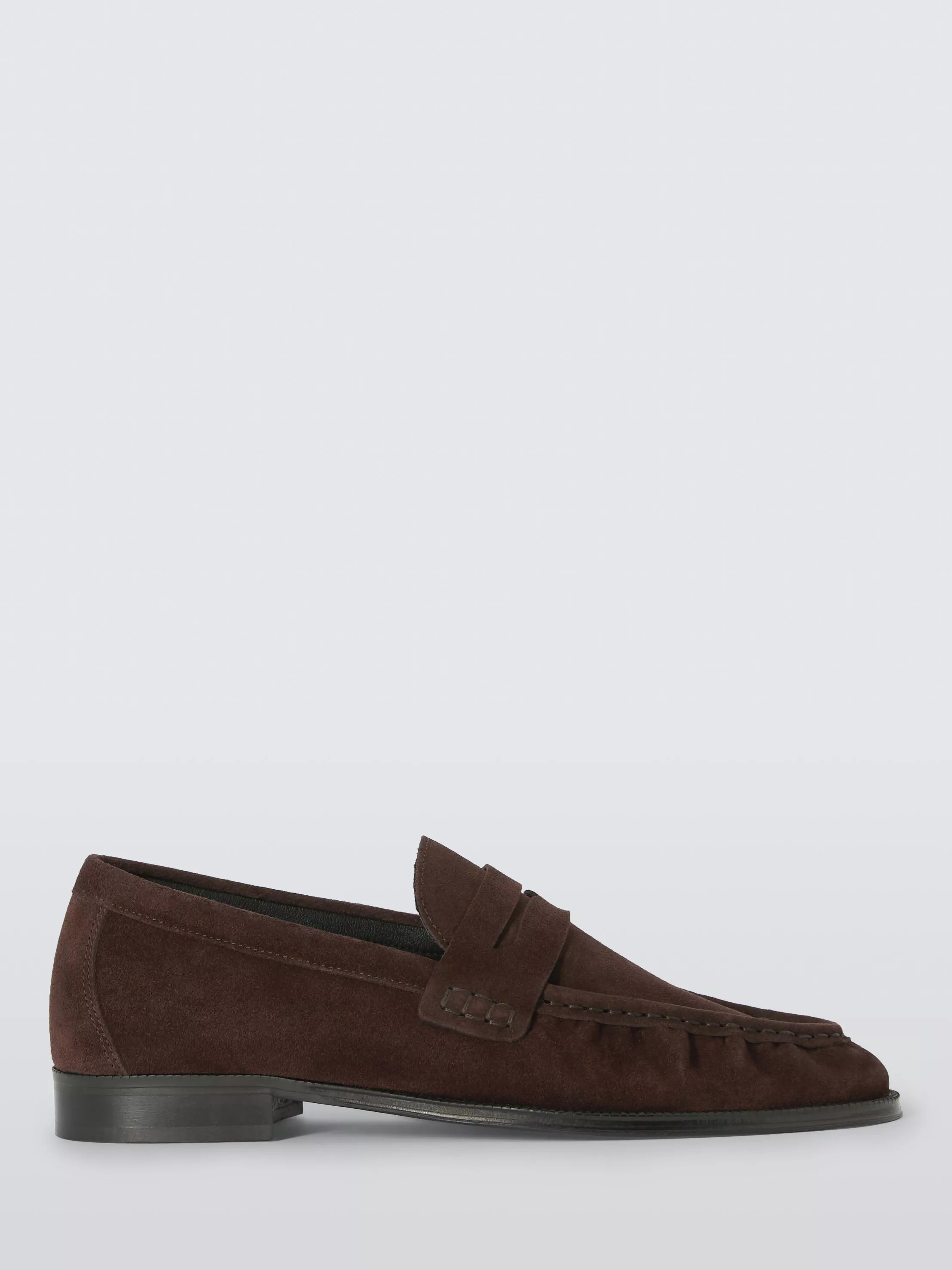 John Lewis Glasgows Suede Soft Ruched Casual Loafers, Chocolate | John Lewis (UK)