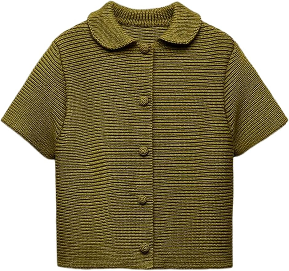 Tanming Womens Cardigan Sweaters Soft Chunky Knit Top Short Sleeve Button Loose Outerwear Sweater | Amazon (US)