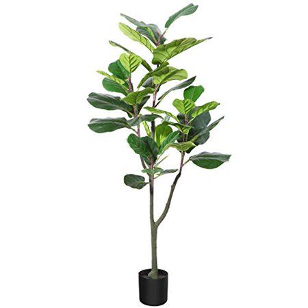 CROSOFMI Artificial Fiddle Leaf Fig Tree 47Inch Fake Ficus Lyrata Plant with 42 Leaves Faux Plants i | Walmart (US)